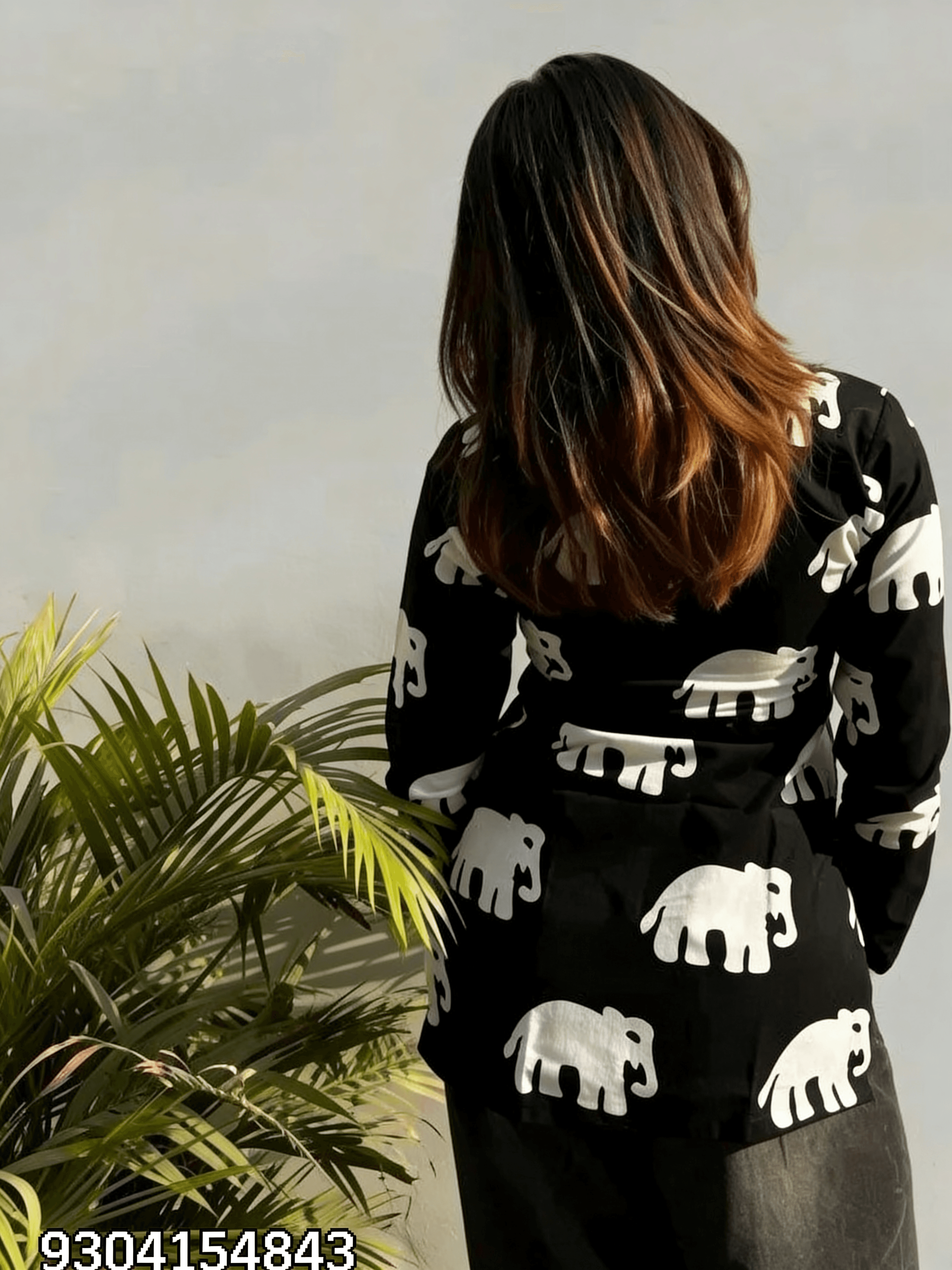 Black Elephant Print Short Kurti — view 2
